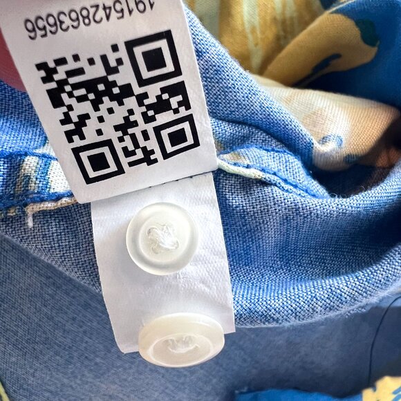 BONOBOS Banana Print Button Down Shirt Blue Buncha Bananas Riviera Short Sleeve - Picture 12 of 12